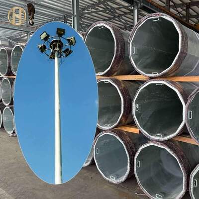 comprar Iluminação de mastro alto 25m 30m 35m altura aço octogonal pólo de luz galvanizado com dispositivo de elevação e abaixamento luzes LED de inundação online manufacture