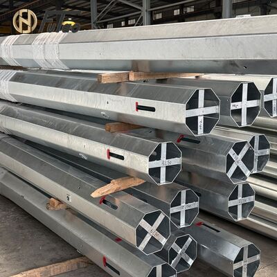 Comprar Poste de Aço Octogonal Galvanizado a Quente de 12m (40 pés) Q460 – Poste de Distribuição de Energia com Junta Deslizante de 3 Seções e Reforço Interno Cruzado online manufacture
