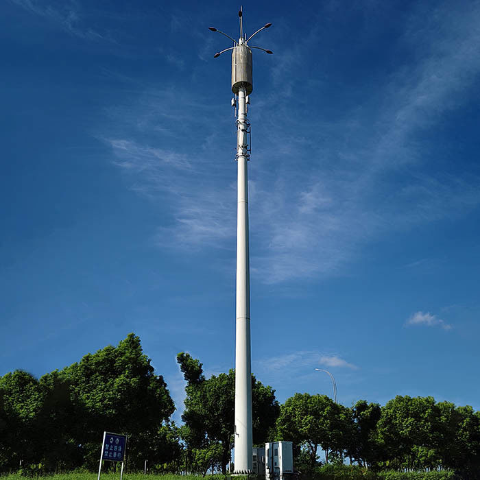 Antenas de aço revestidas em pó de 40 m Monopólios com plataforma