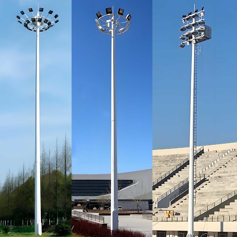 Poste de luz alto ajustável de 15m a 50m, poste alto para estádio, poste de iluminação de mastro alto galvanizado com venda quente