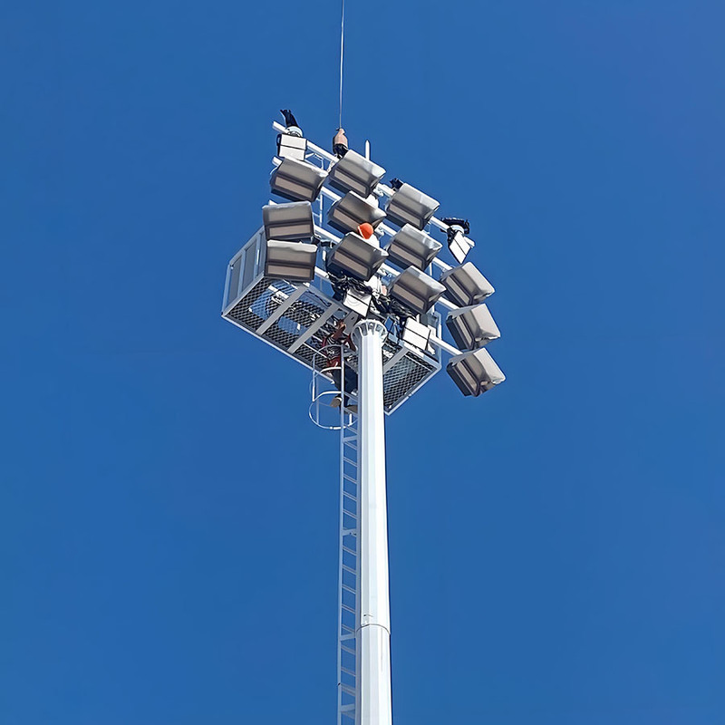 Poste de luz alto ajustável de 15m a 50m, poste alto para estádio, poste de iluminação de mastro alto galvanizado com venda quente