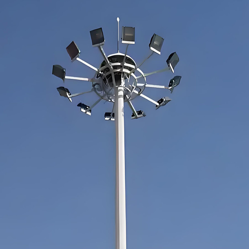 Poste de luz alto ajustável de 15m a 50m, poste alto para estádio, poste de iluminação de mastro alto galvanizado com venda quente