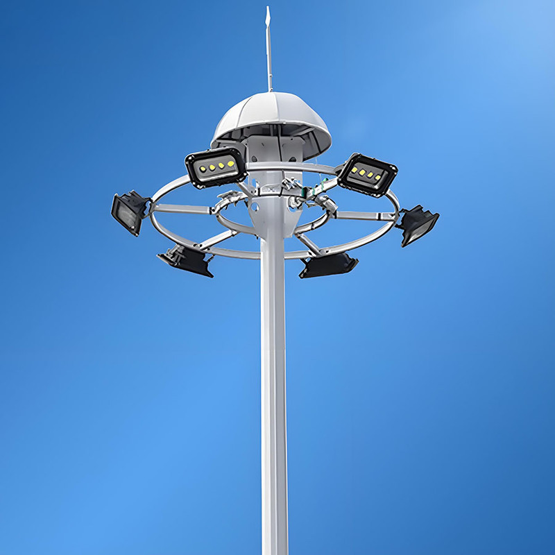 Poste de luz alto ajustável de 15m a 50m, poste alto para estádio, poste de iluminação de mastro alto galvanizado com venda quente
