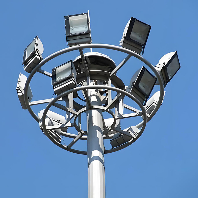 Poste de luz alto ajustável de 15m a 50m, poste alto para estádio, poste de iluminação de mastro alto galvanizado com venda quente