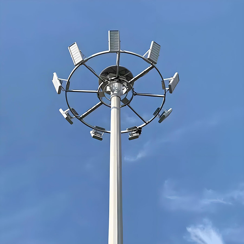 Poste de luz alto ajustável de 15m a 50m, poste alto para estádio, poste de iluminação de mastro alto galvanizado com venda quente