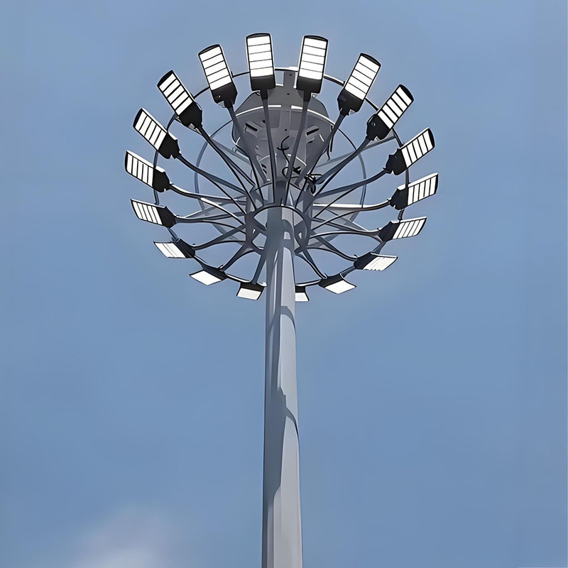 Poste de luz alto ajustável de 15m a 50m, poste alto para estádio, poste de iluminação de mastro alto galvanizado com venda quente