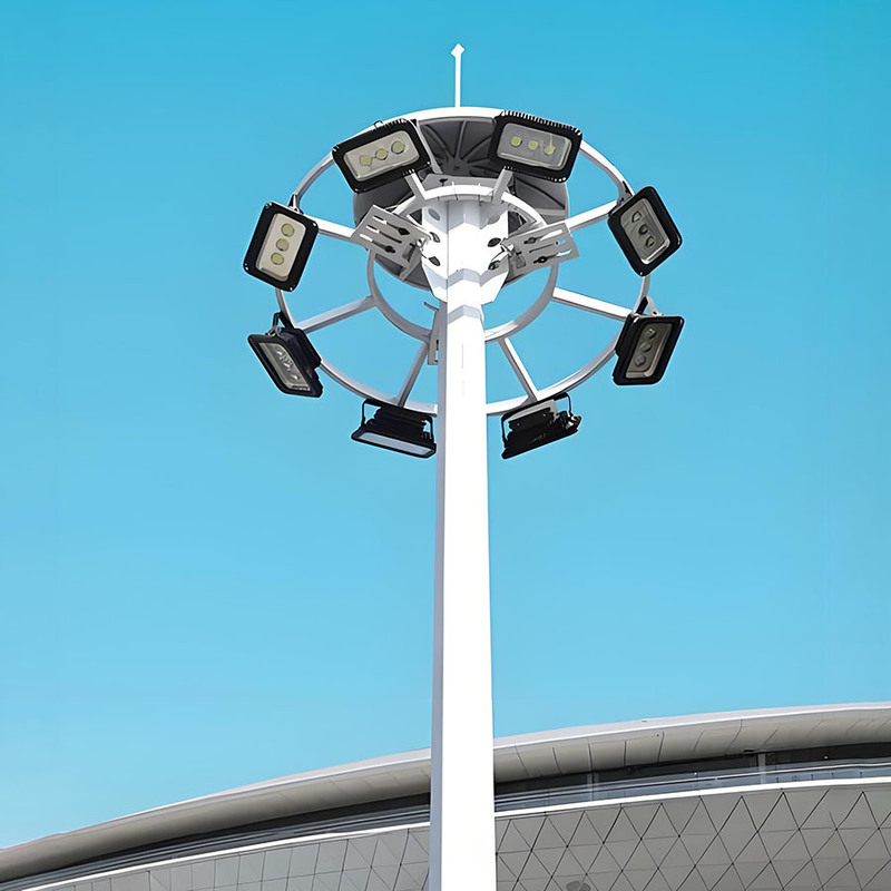 Poste de luz alto ajustável de 15m a 50m, poste alto para estádio, poste de iluminação de mastro alto galvanizado com venda quente