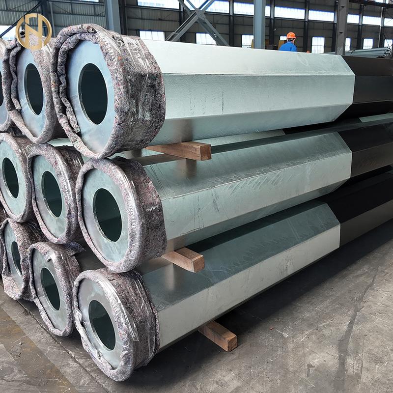 Postes de aço para linhas de transmissão galvanizados a quente octogonais de exportação de alta qualidade