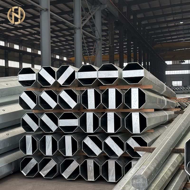 Postes de aço para linhas de transmissão galvanizados a quente octogonais de exportação de alta qualidade