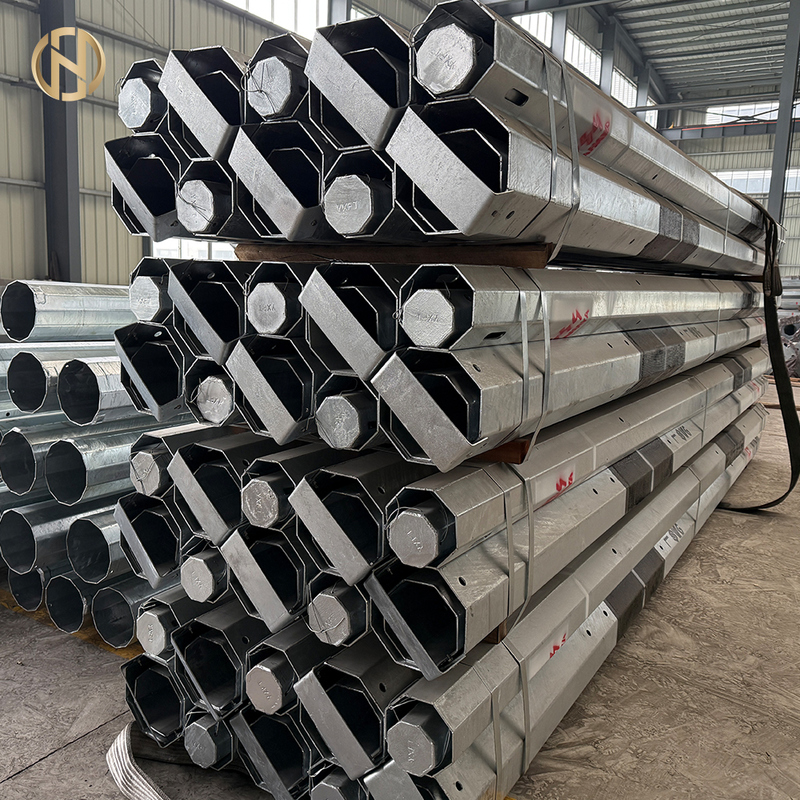 Postes de aço para linhas de transmissão galvanizados a quente octogonais de exportação de alta qualidade