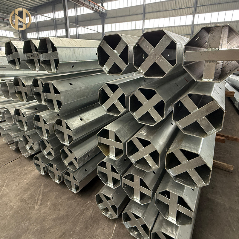 Postes de aço para linhas de transmissão galvanizados a quente octogonais de exportação de alta qualidade