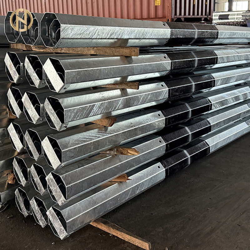 Postes de aço para linhas de transmissão galvanizados a quente octogonais de exportação de alta qualidade