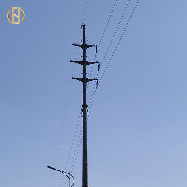 torre Monopole de aço afilada tubular de 19M 3000daN 60FT Polo para a linha de transmissão